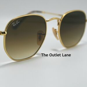 Model Display RayBan Hexagonal Gradient Brown RB3548N Gold Frame